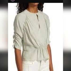Frame Denim‎ Gray Pleated 3/4 Sleeve Blouse